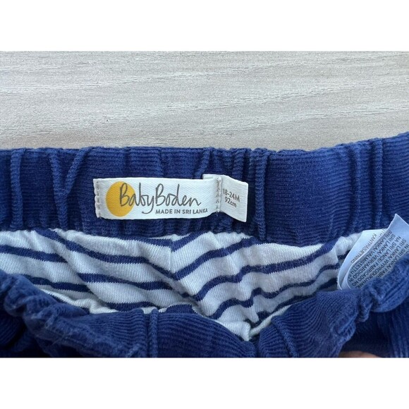 Baby Boden Jersey-lined Cord Pants Starboard Blue Tractor 18-24M 92 CM - Picture 5 of 6